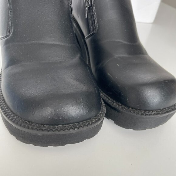 VINTAGE Request Lucy Loafers High Heel Leather Block Heel Casual Black 10 - Picture 10 of 10